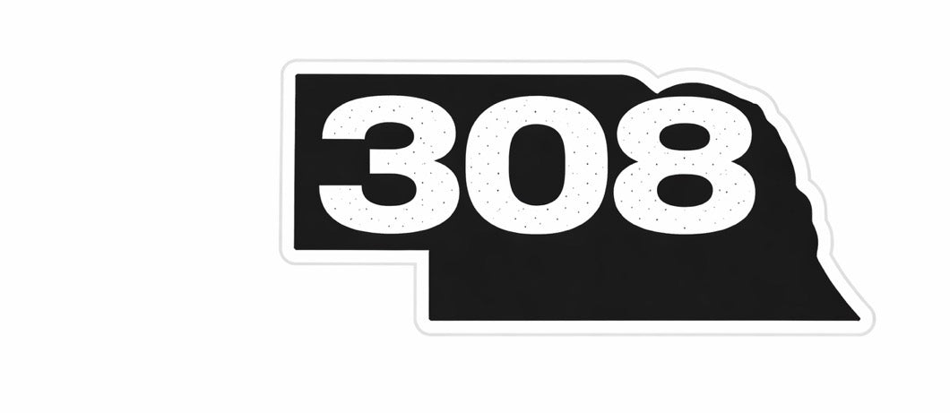 308 Nebraska area code state outline vinyl decal